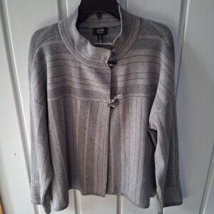 Jones New York Subtle Stripe Toggle Button Cardigan NWT Sz L